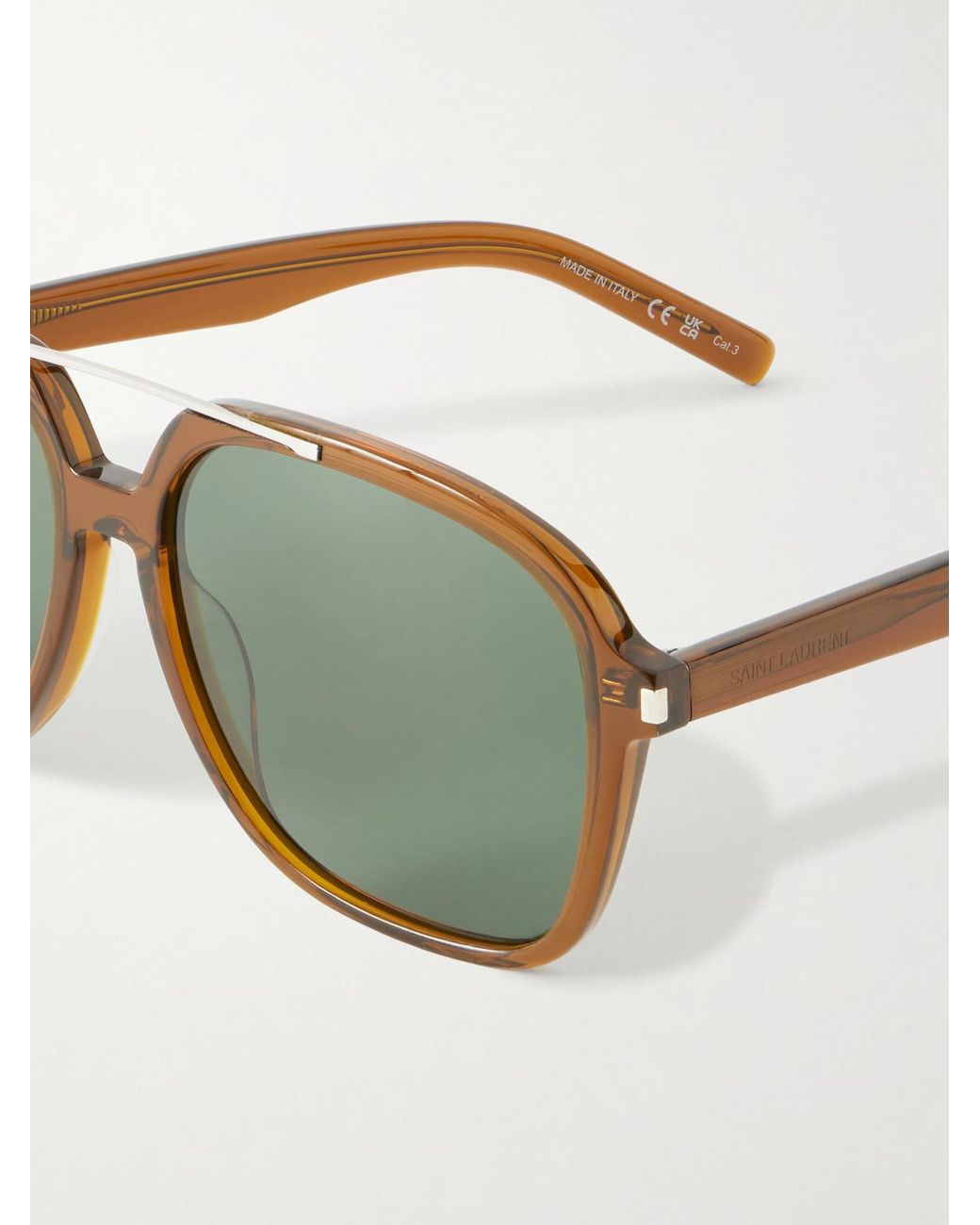 Saint Laurent Green Double-bridge Square-frame Acetate Sunglasses for men