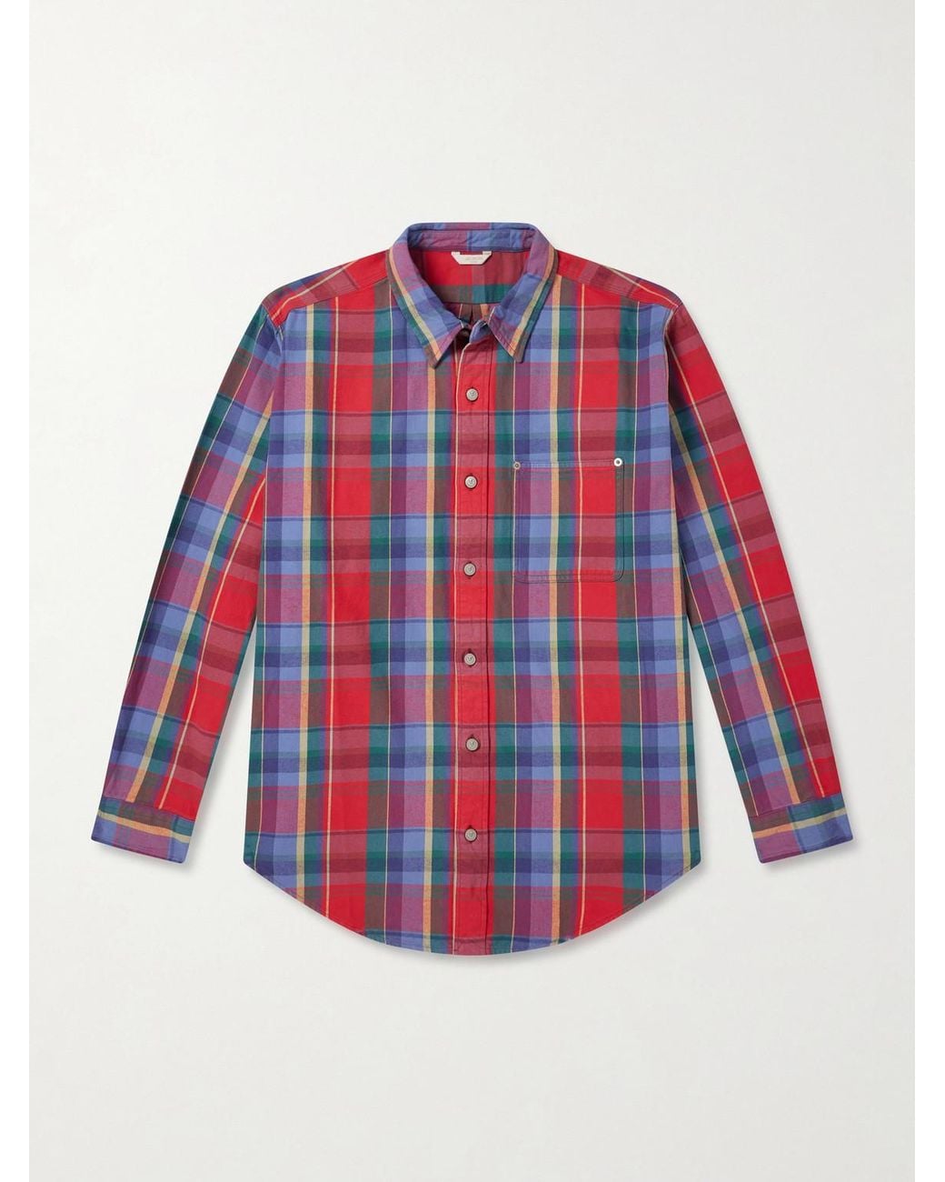 Aimé Leon Dore Red Checked Cotton-Twill Shirt for men