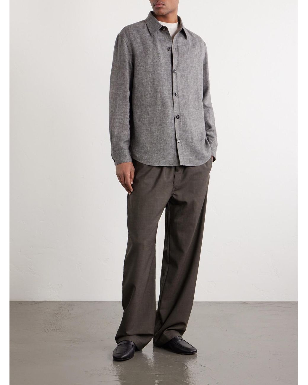 Zegna Gray Cashmere, Linen And Silk-Blend Overshirt for men