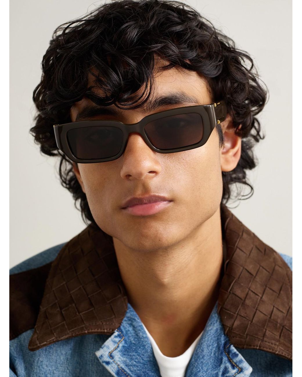 Bottega Veneta Brown Square-frame Acetate And Gold-tone Metal Sunglasses for men