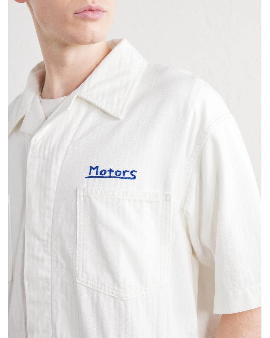 Visvim White Embroidered Denim Jumpsuit for men