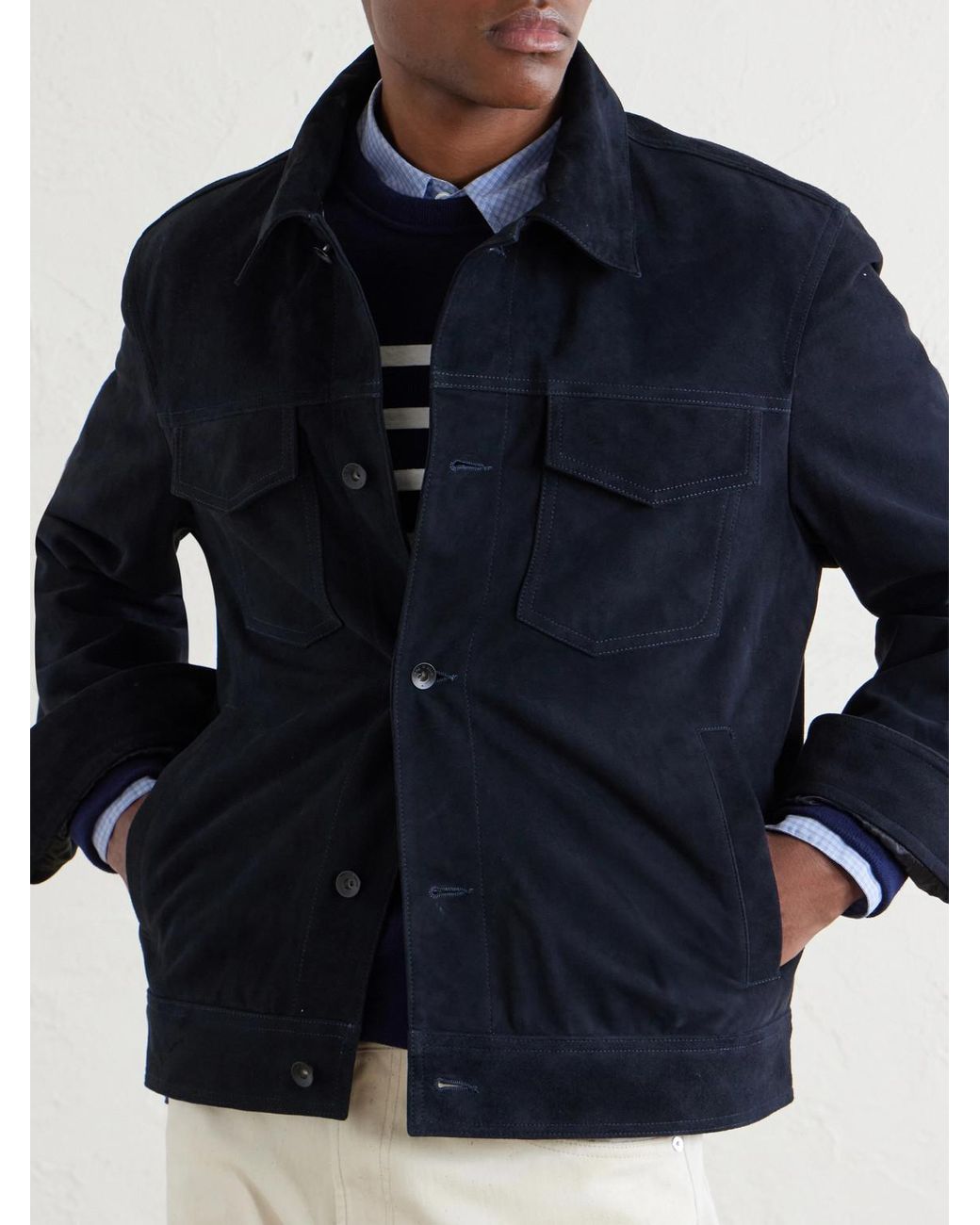 Rag & Bone Blue Suede Trucker Jacket for men