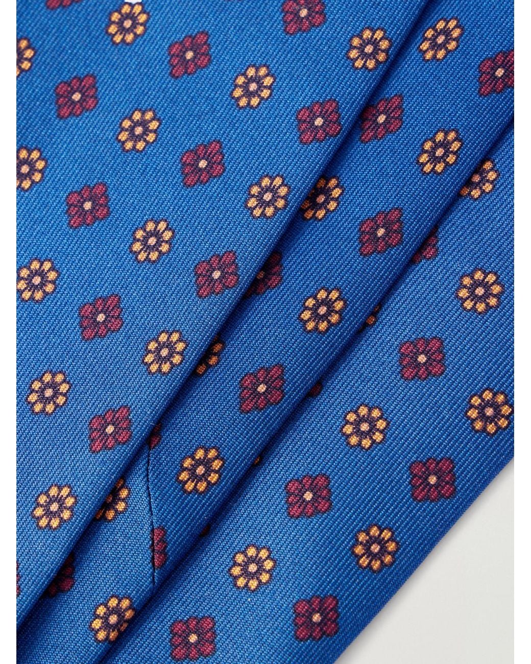Rubinacci Blue 8Cm Printed Silk-Twill Tie for men