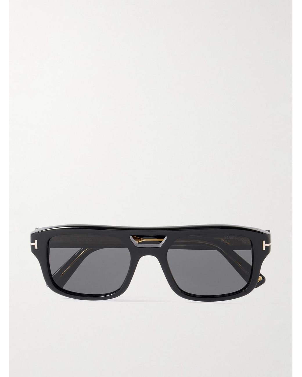 Tom Ford Black Double-Bridge Aviator-Style Acetate Sunglasses for men