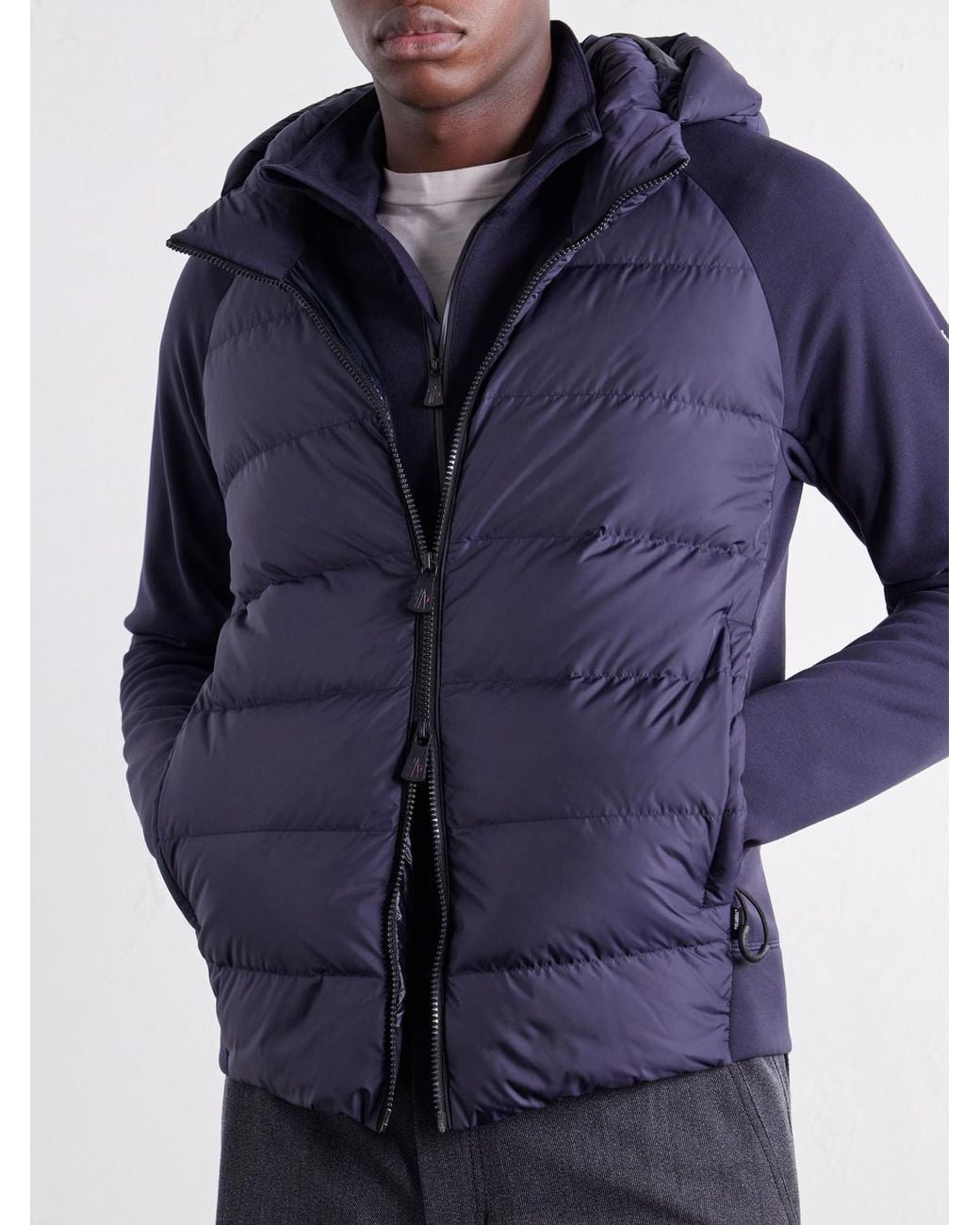 Moncler Blue Hooded Quilted Shell And Polartec Power Stretch Pro Ski Mid-Layer for men