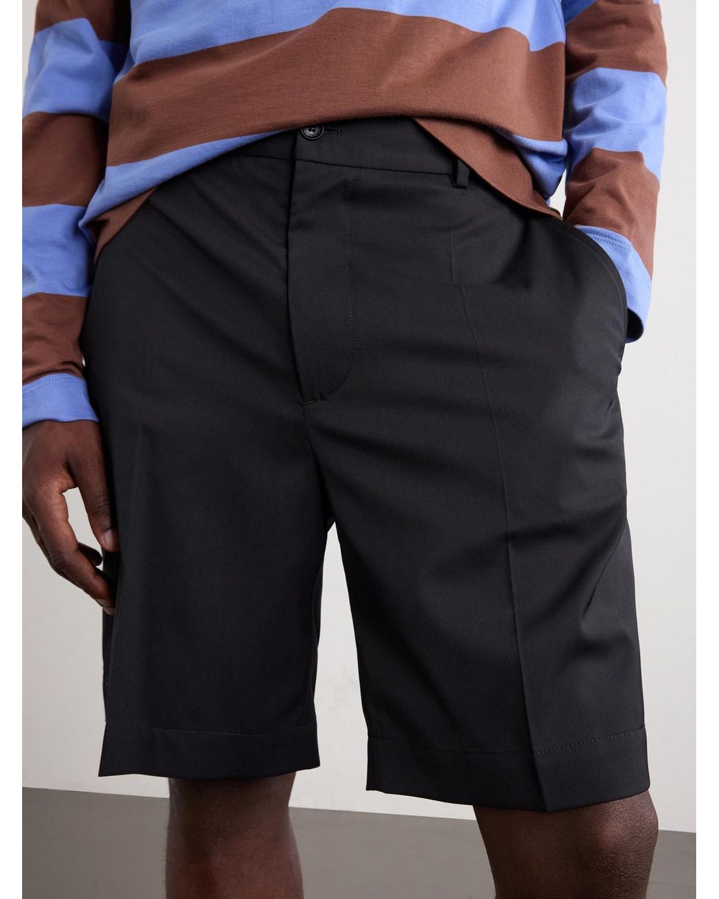 Moncler Blue Straight-Leg Gabardine Shorts for men