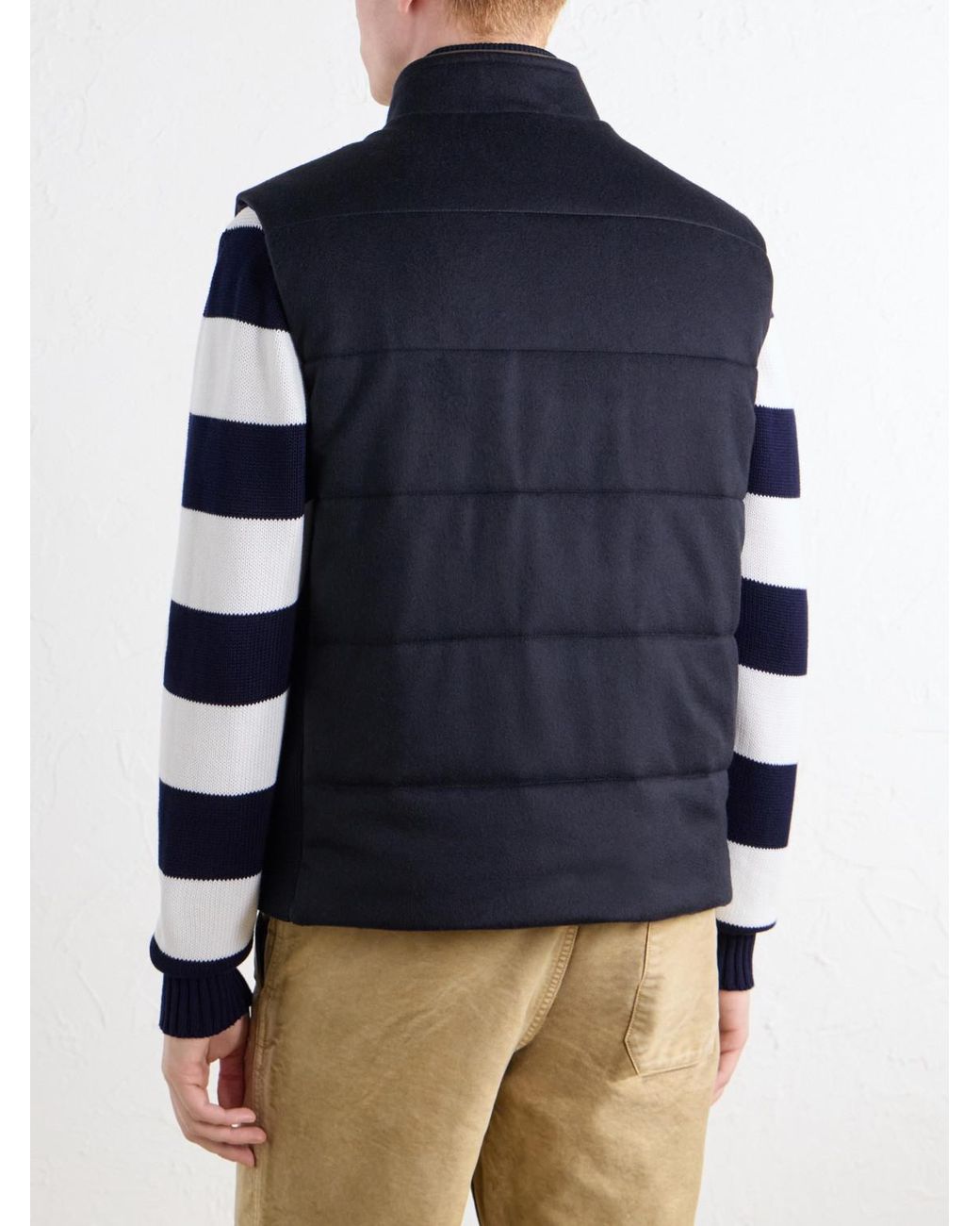N.Peal Cashmere Blue Belgravia Quilted Cashmere Gilet for men