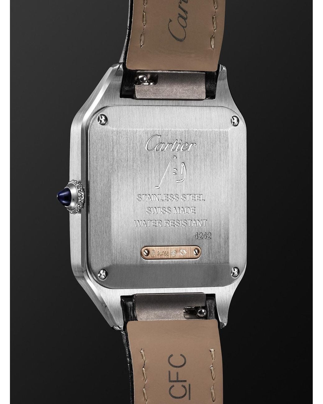 Cartier Black Santos-Dumont Small 18-Karat Rose And Stainless Steel Watch, Ref. W2Sa0038 for men