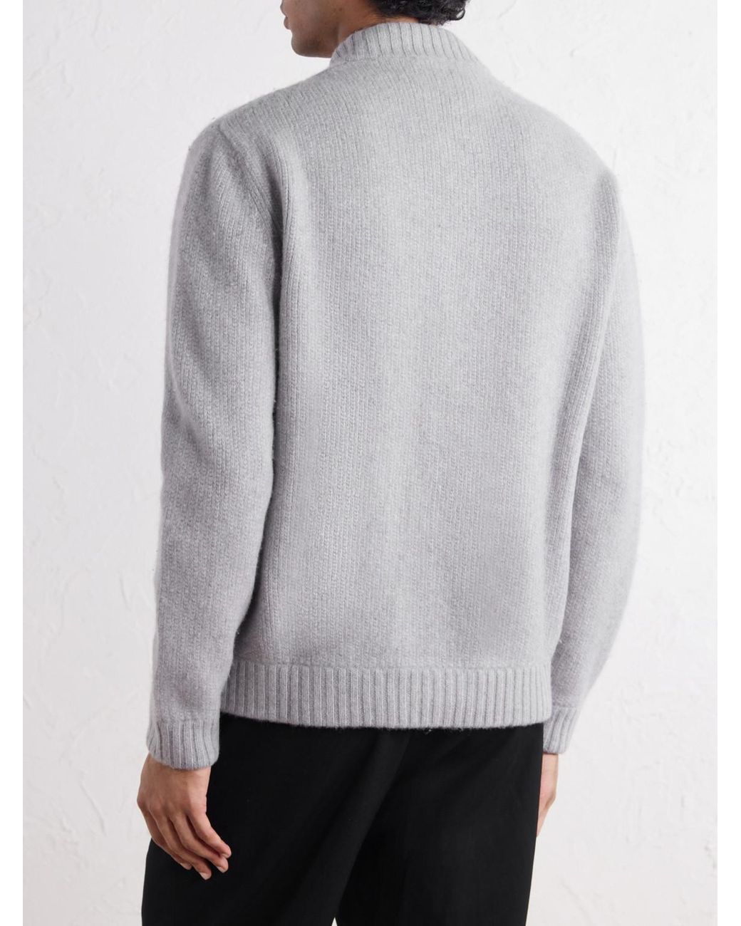 Slowear White Zanone Wool And Cashmere-blend Knitted Bomber Jacket for men