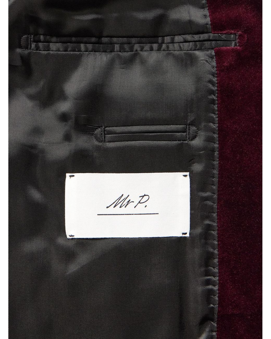 Mr P. Red Slim-Fit Shawl-Collar Cotton-Velvet Tuxedo Jacket for men