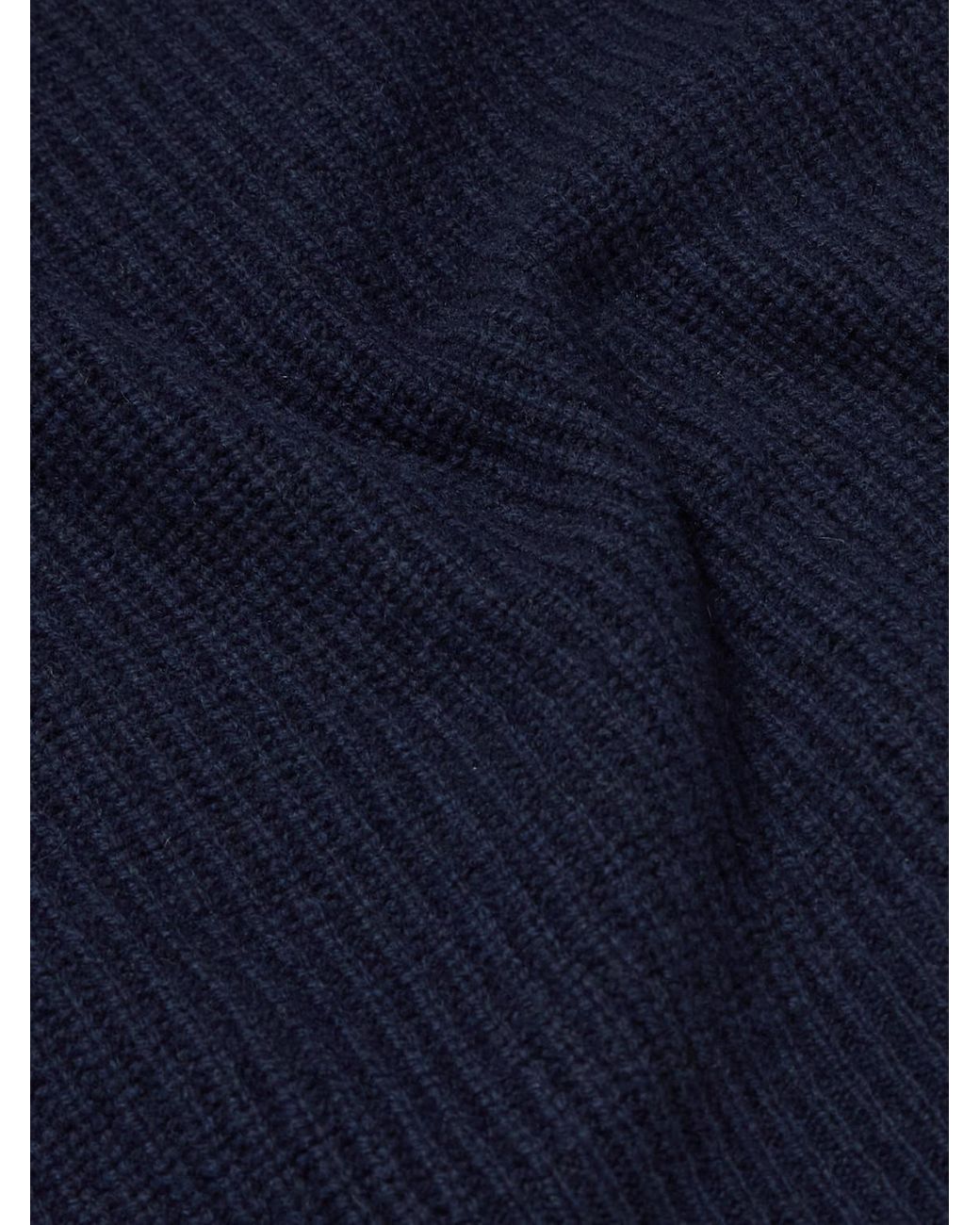 Ryker Ribbed Recycled-Cashmere And Wool-Blend Half-Zip Sweater di John Smedley in Blue da Uomo