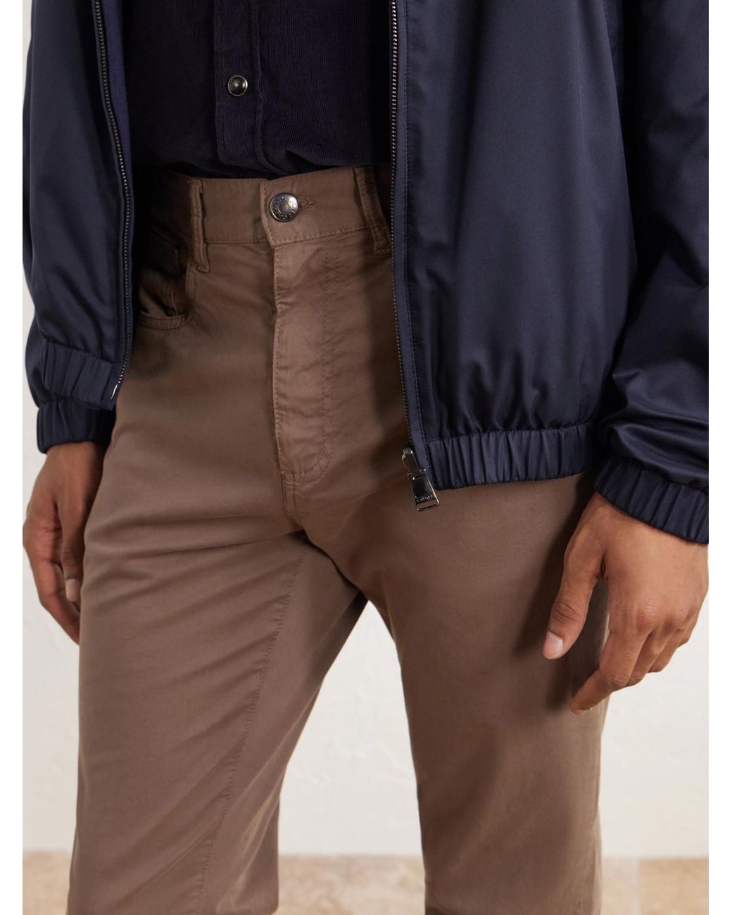 Canali Natural Straight-Leg Cotton-Blend Twill Trousers for men