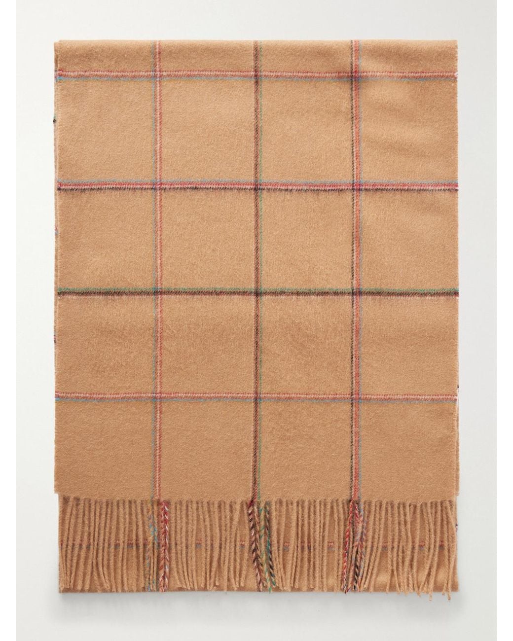 Paul Smith Natural Checked Wool And Cashmere-Blend Scarf for men