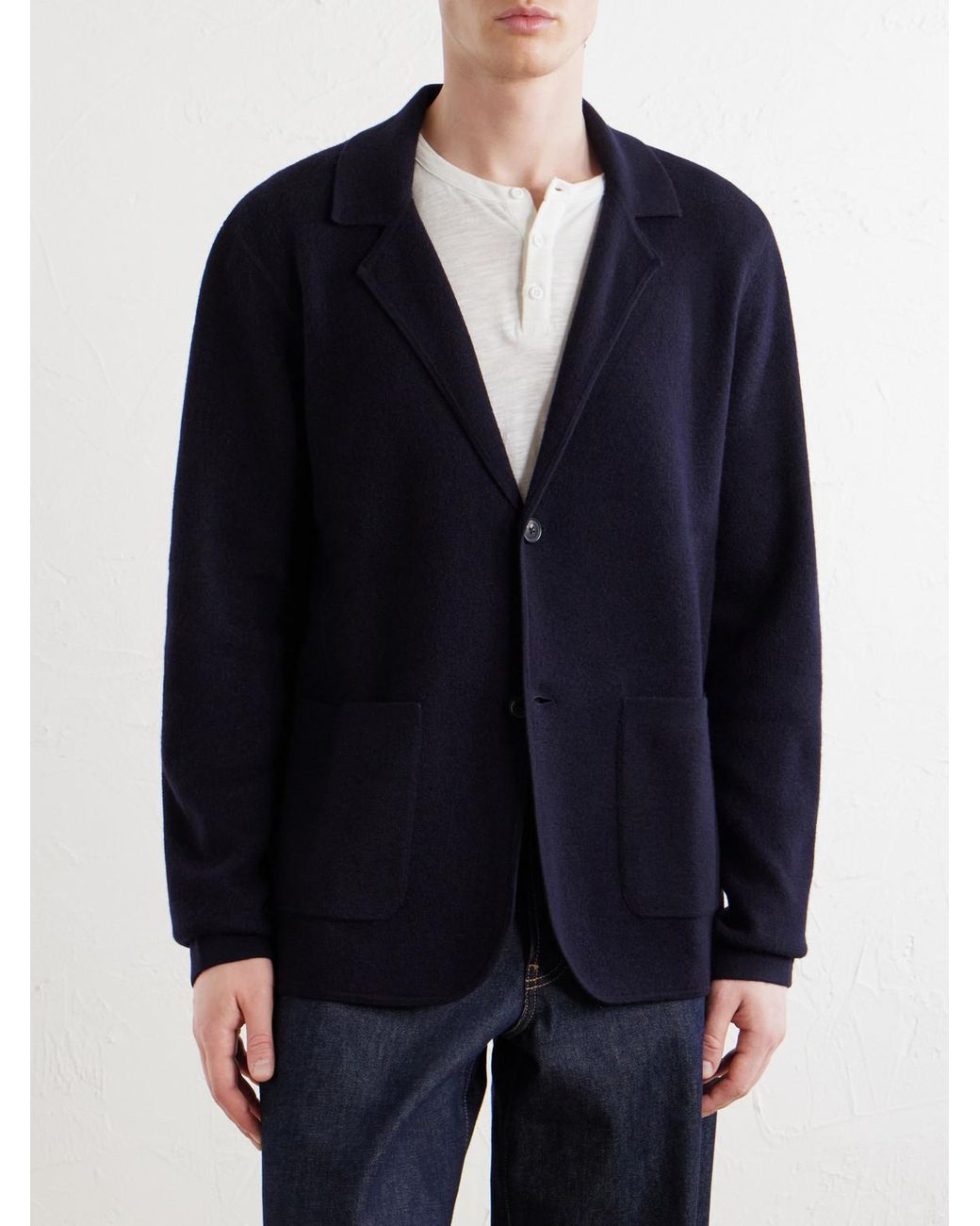 Paul Smith Blue Knitted Merino Wool Blazer for men