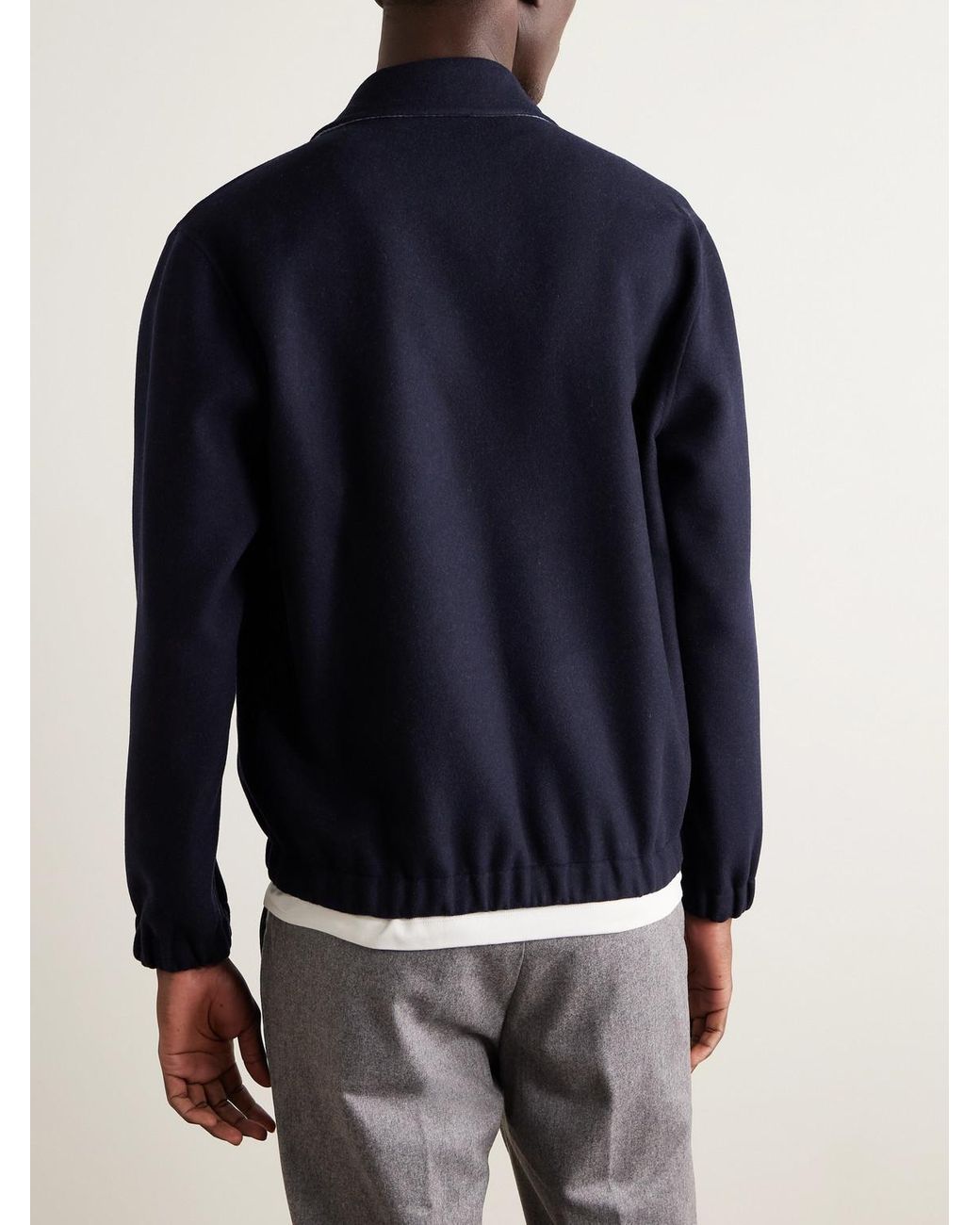Eleventy Blue Wool-Felt Bomber Jacket for men