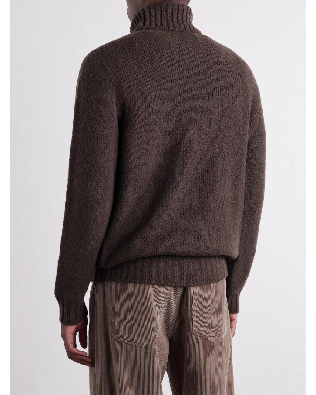 De Bonne Facture Brown Wool-Bouclé Rollneck Sweater for men