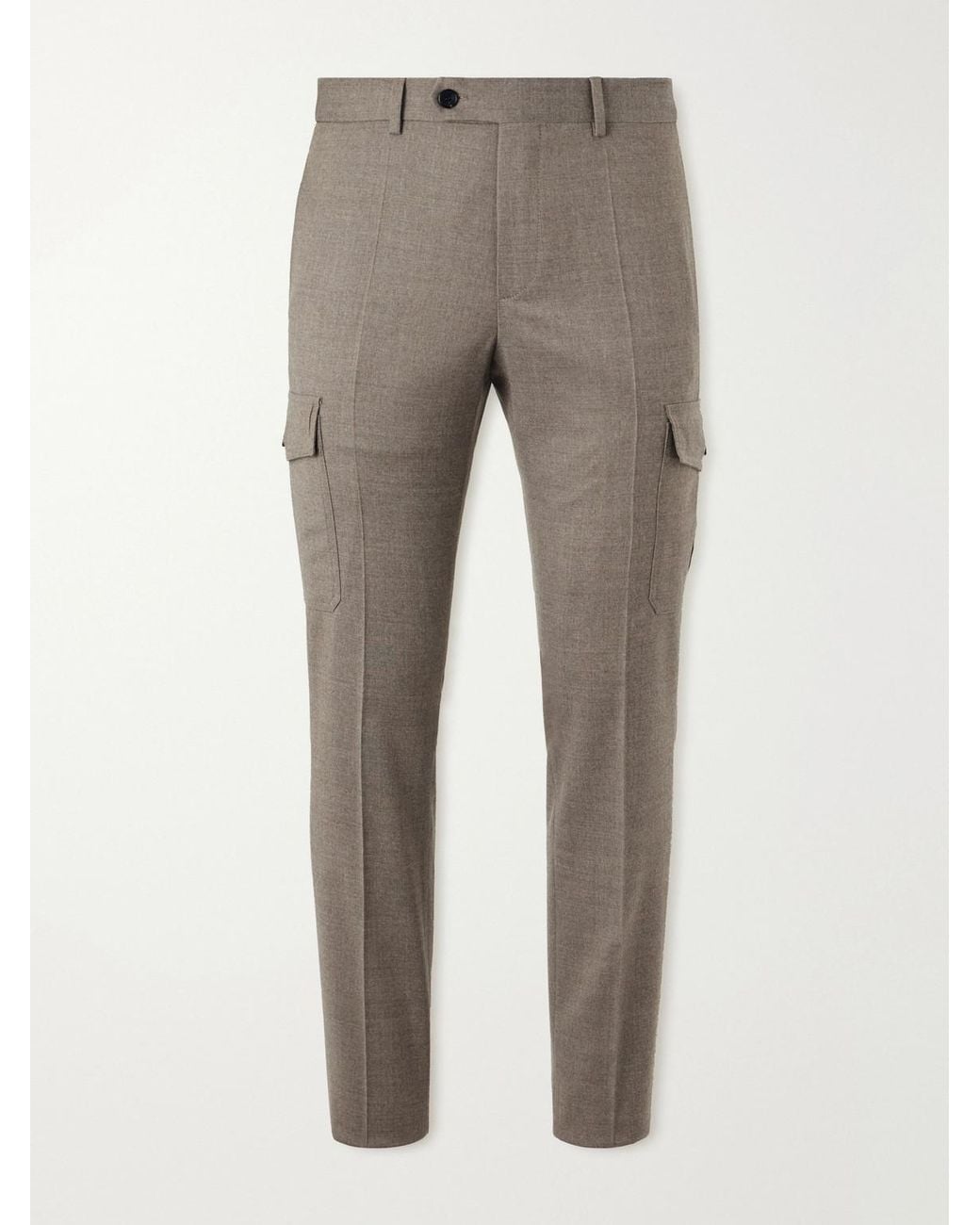 Slowear Gray Incotex Tapered Wool-Blend Flannel Trousers for men