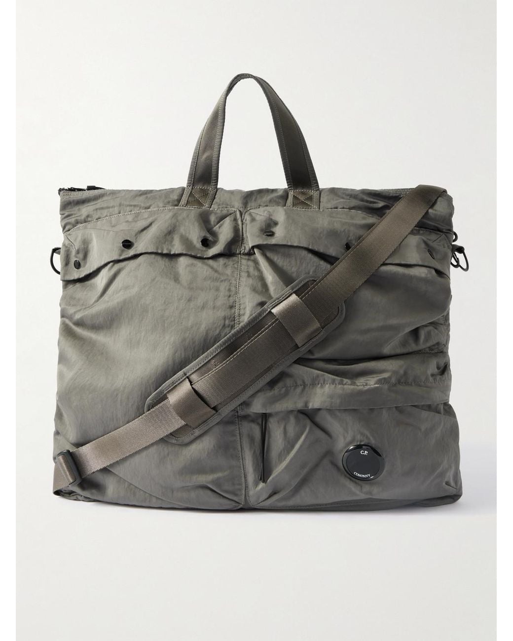 C.P. Company Logo-appliquéd Garment-dyed Nylon B Tote Bag in Grey