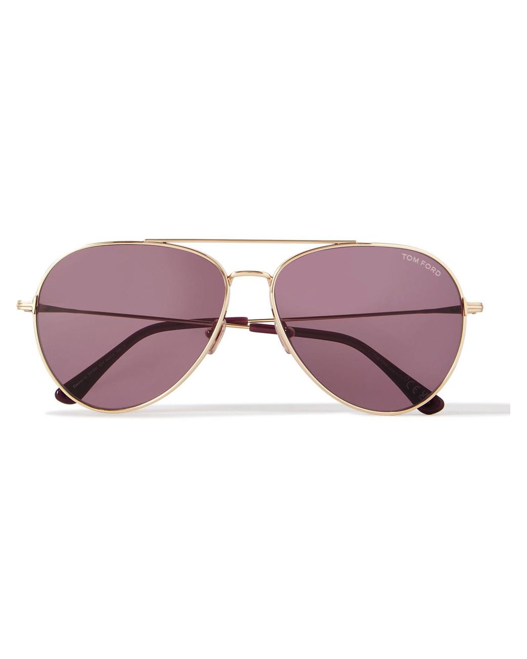 Tom Ford Aviator-style Gold-tone Sunglasses in Purple for Men | Lyst