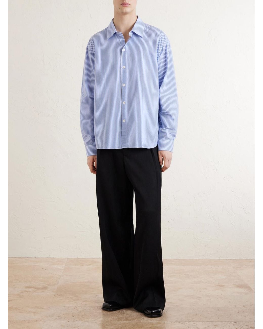 mfpen Blue Generous Striped Cotton Shirt for men