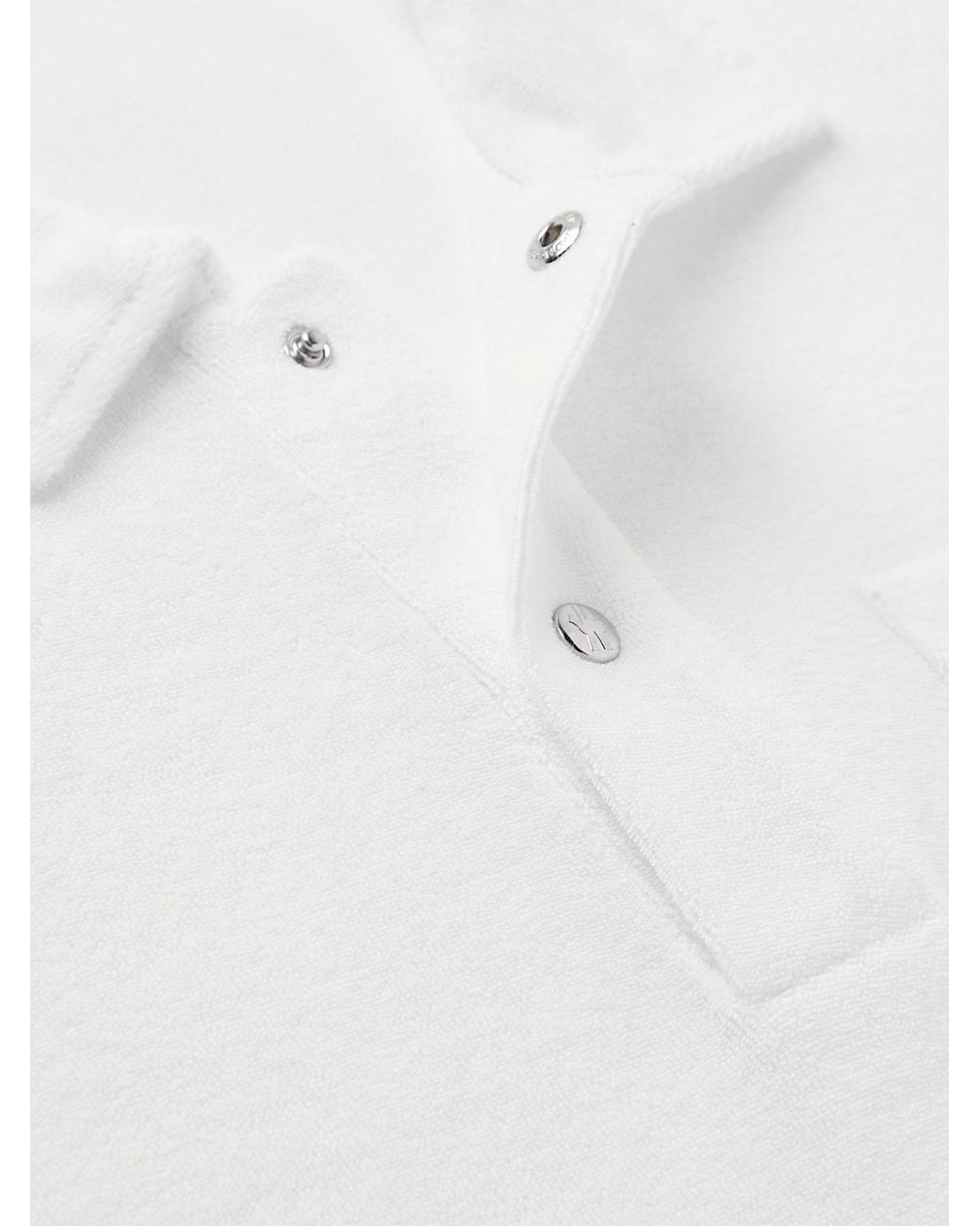 Moncler White Logo-Appliquéd Cotton-Terry Polo Shirt for men