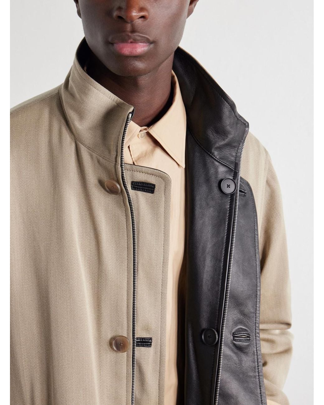 Auralee Natural Reversible Wool-Twill And Leather Jacket for men