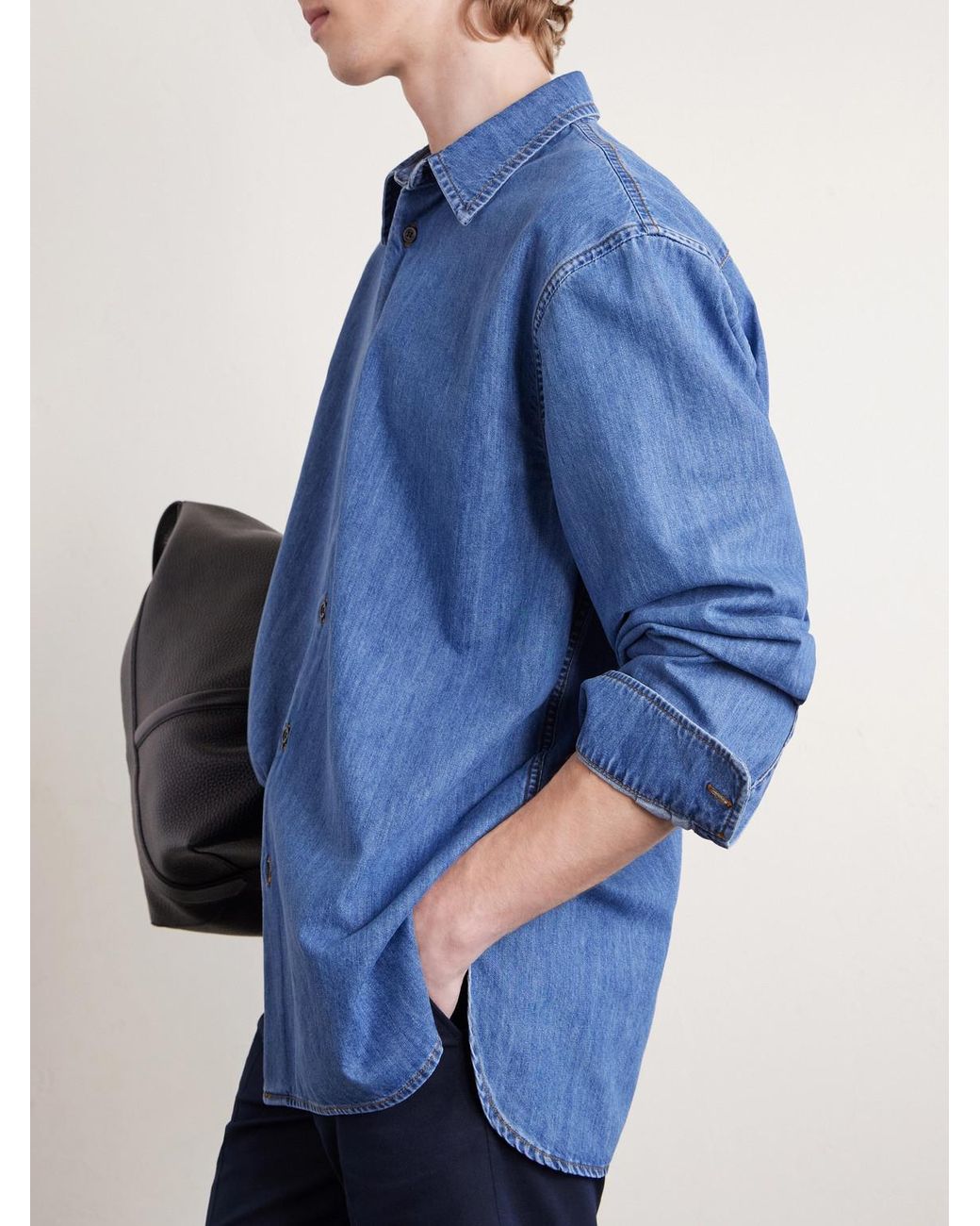 Dries Van Noten Blue Denim Shirt for men