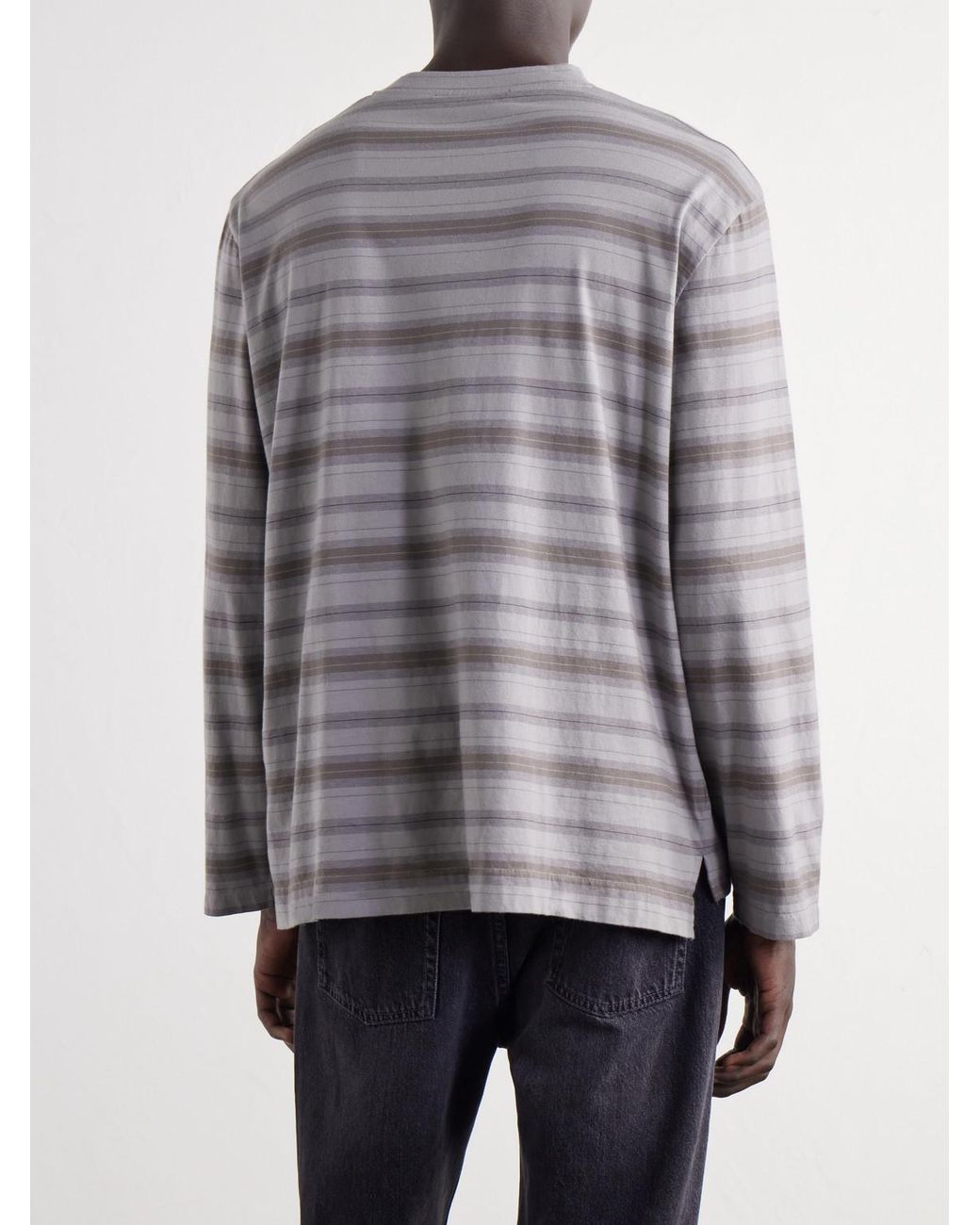 Our Legacy Gray Striped Cotton-Jersey T-Shirt for men
