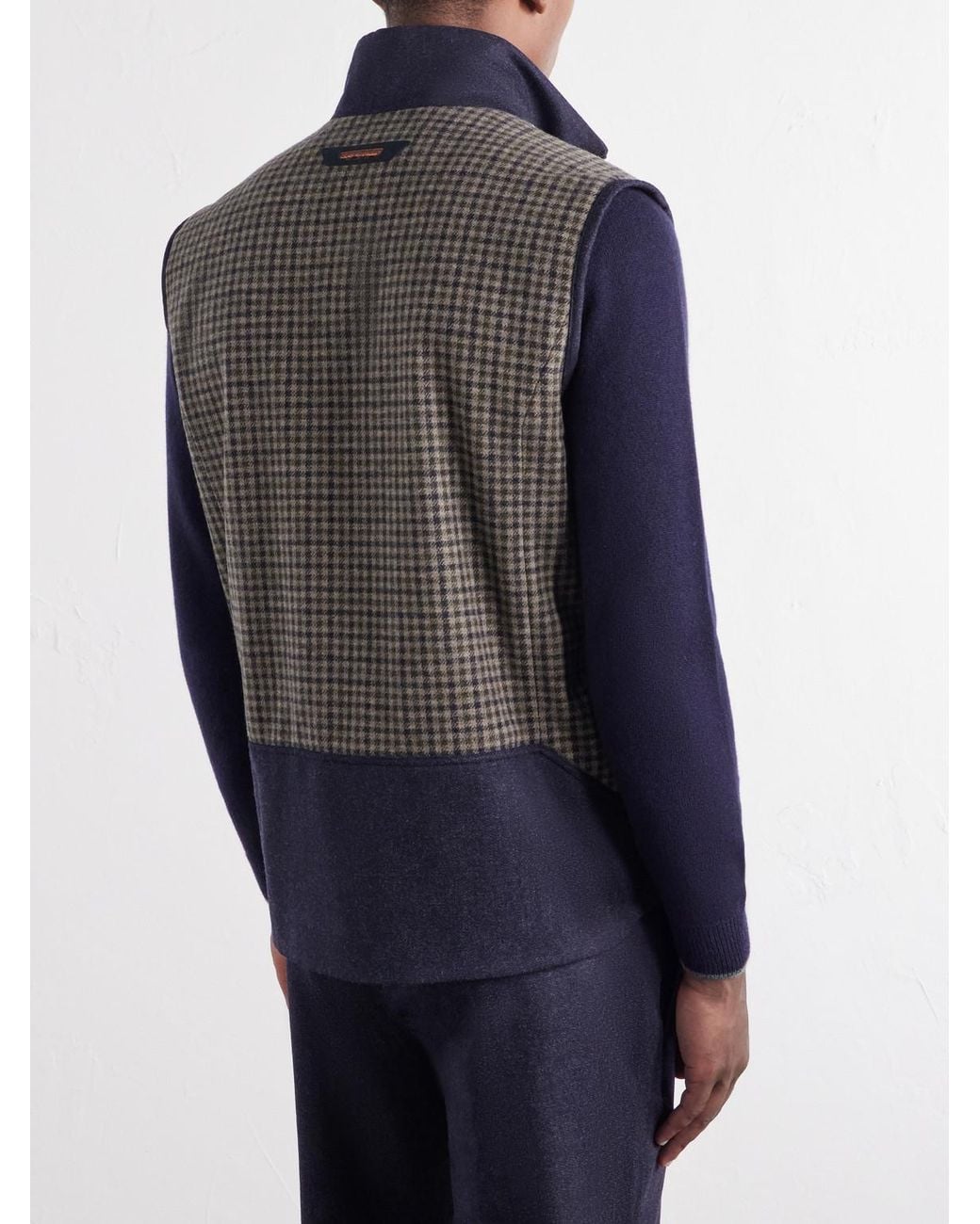 Sease Gray Explorer Reversible Checked Virgin Wool And Shell Padded Vest for men