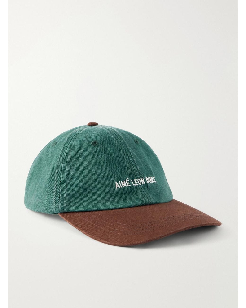 Aimé Leon Dore Green Logo-Embroidered Pigment-Dyed Cotton Baseball Cap for men