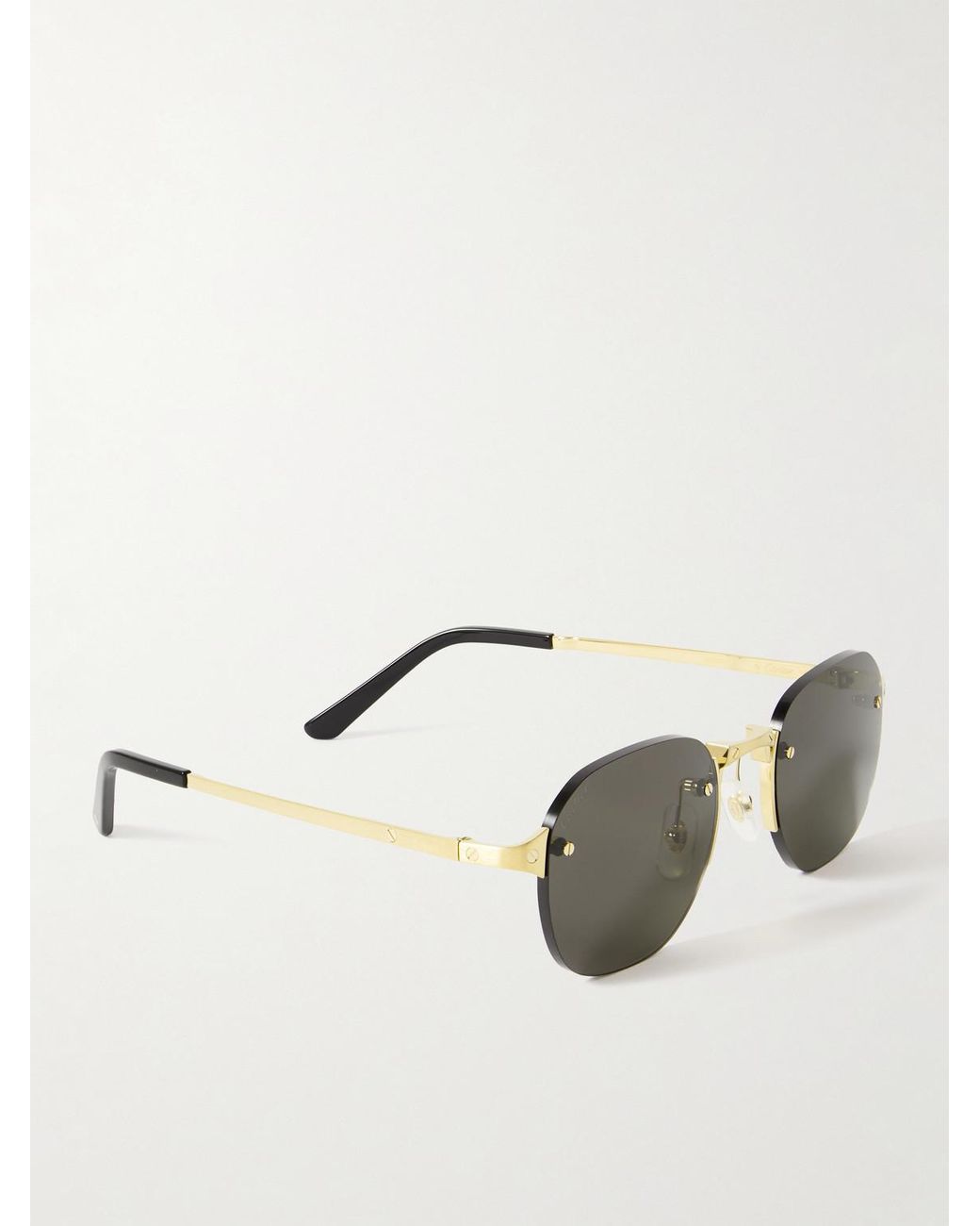 Cartier Metallic Santos De Cartier Rimless Round-Frame-Tone Metal Sunglasses for men