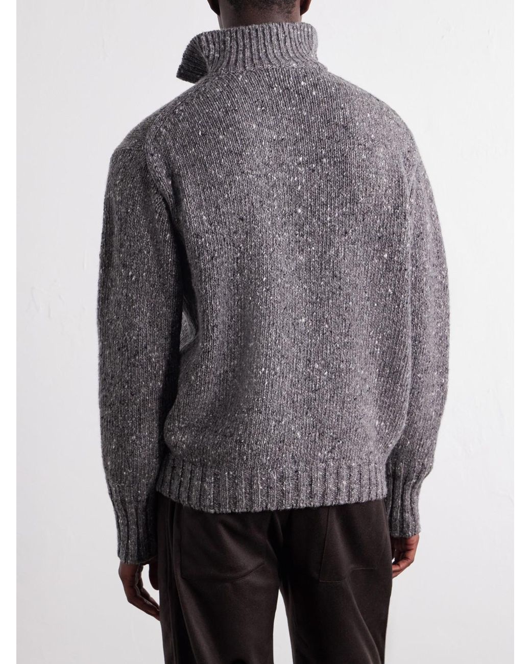 Auralee Gray Wool Half-Zip Sweater for men