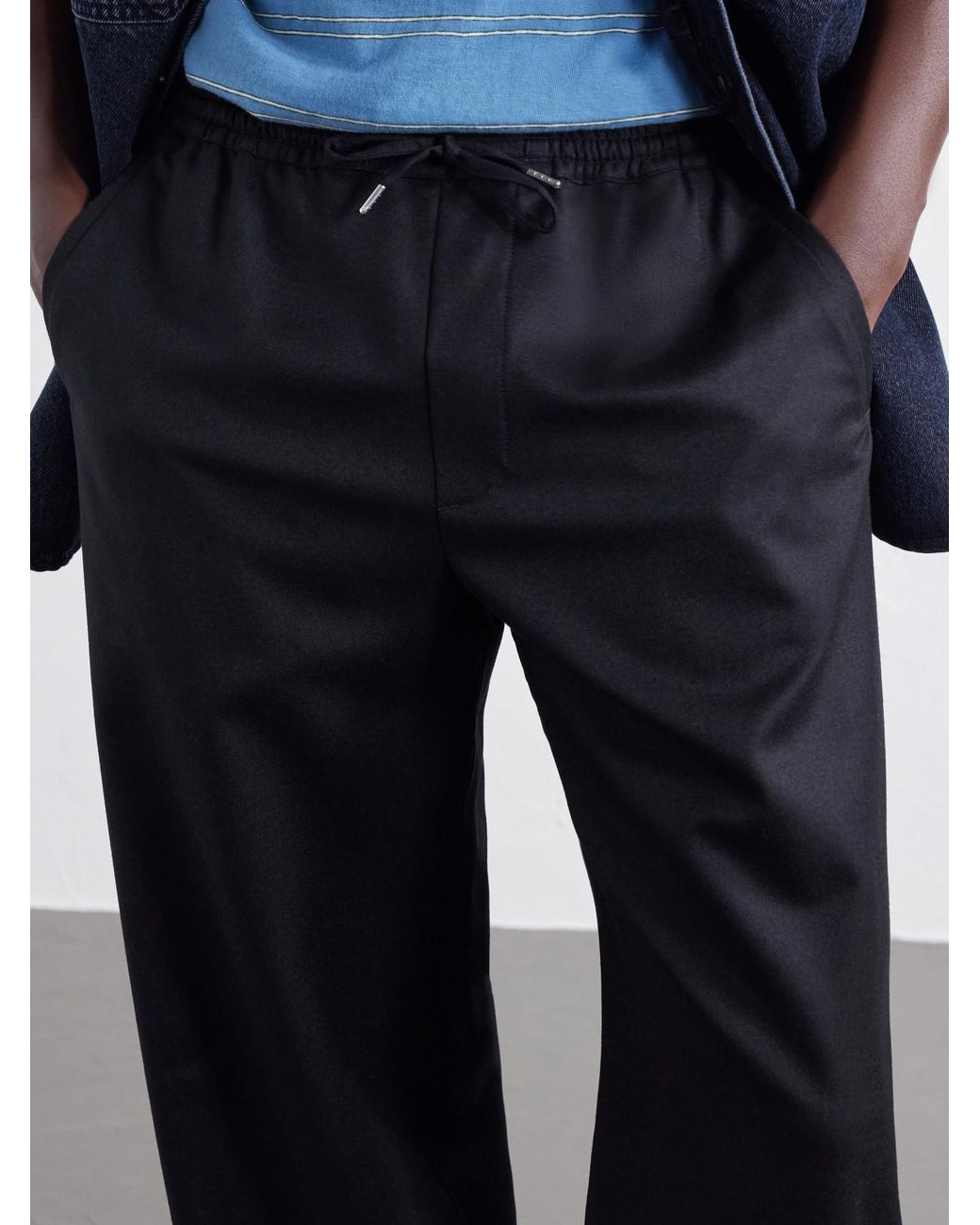 A Kind Of Guise Blue Samurai Straight-Leg Virgin Wool Trousers for men