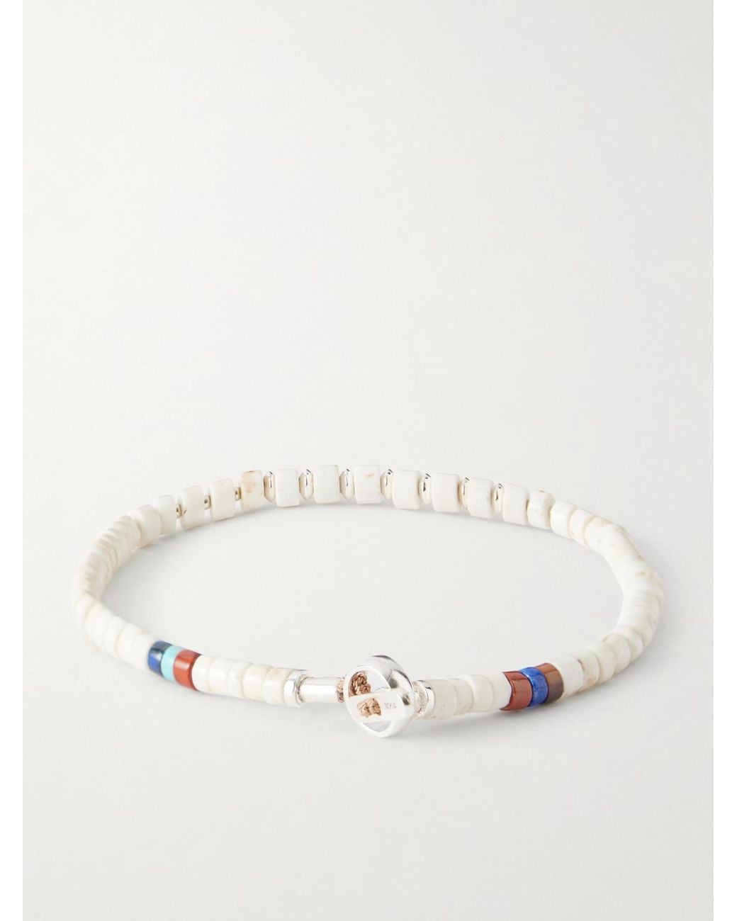 Mikia Natural Sterling Magnesite Beaded Bracelet for men