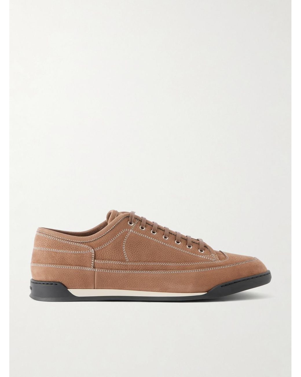 John Lobb Brown Court Panelled Nubuck Sneakers for men
