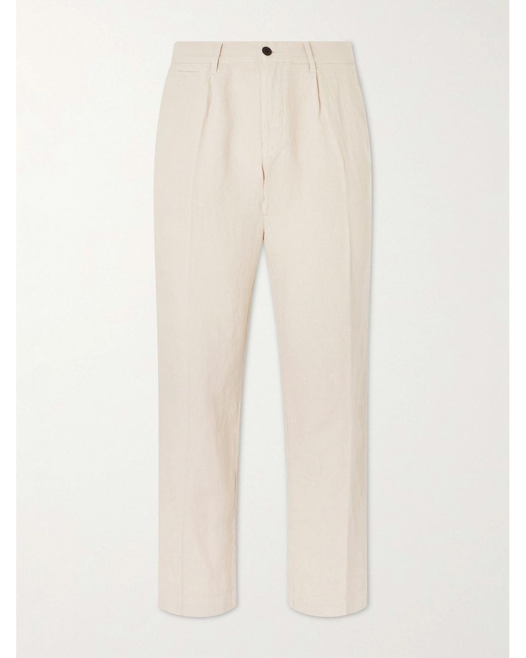 Portuguese Flannel Natural Straight-Leg Linen Trousers for men