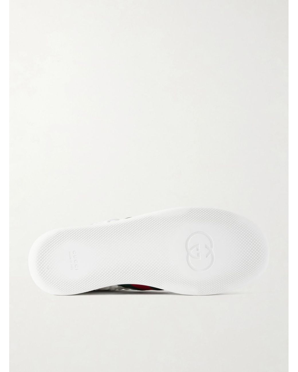 Gucci White Screener 2.0 Suede-Trimmed Shell Sneakers for men