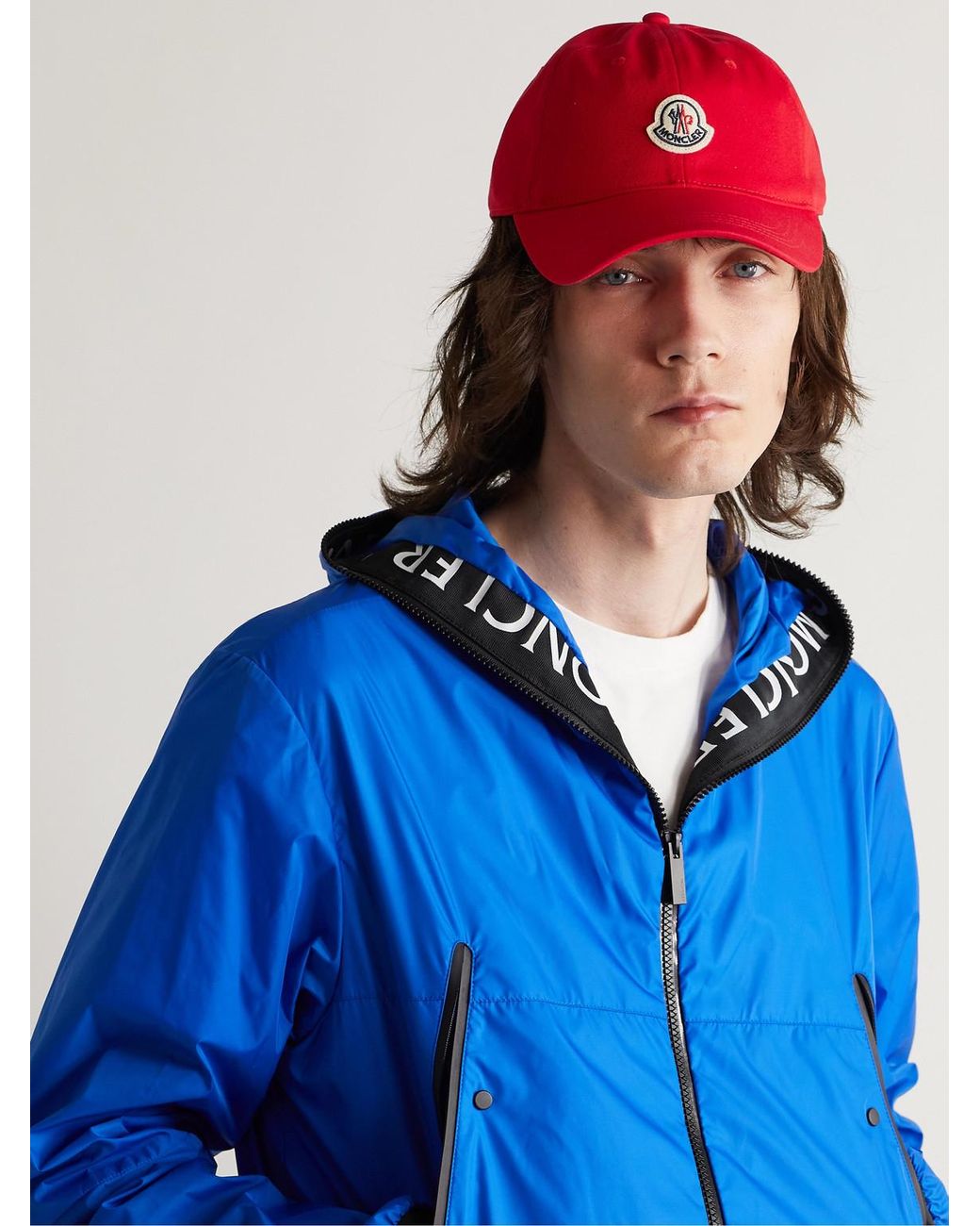 Moncler Red Logo-Appliquéd Cotton-Twill Baseball Cap