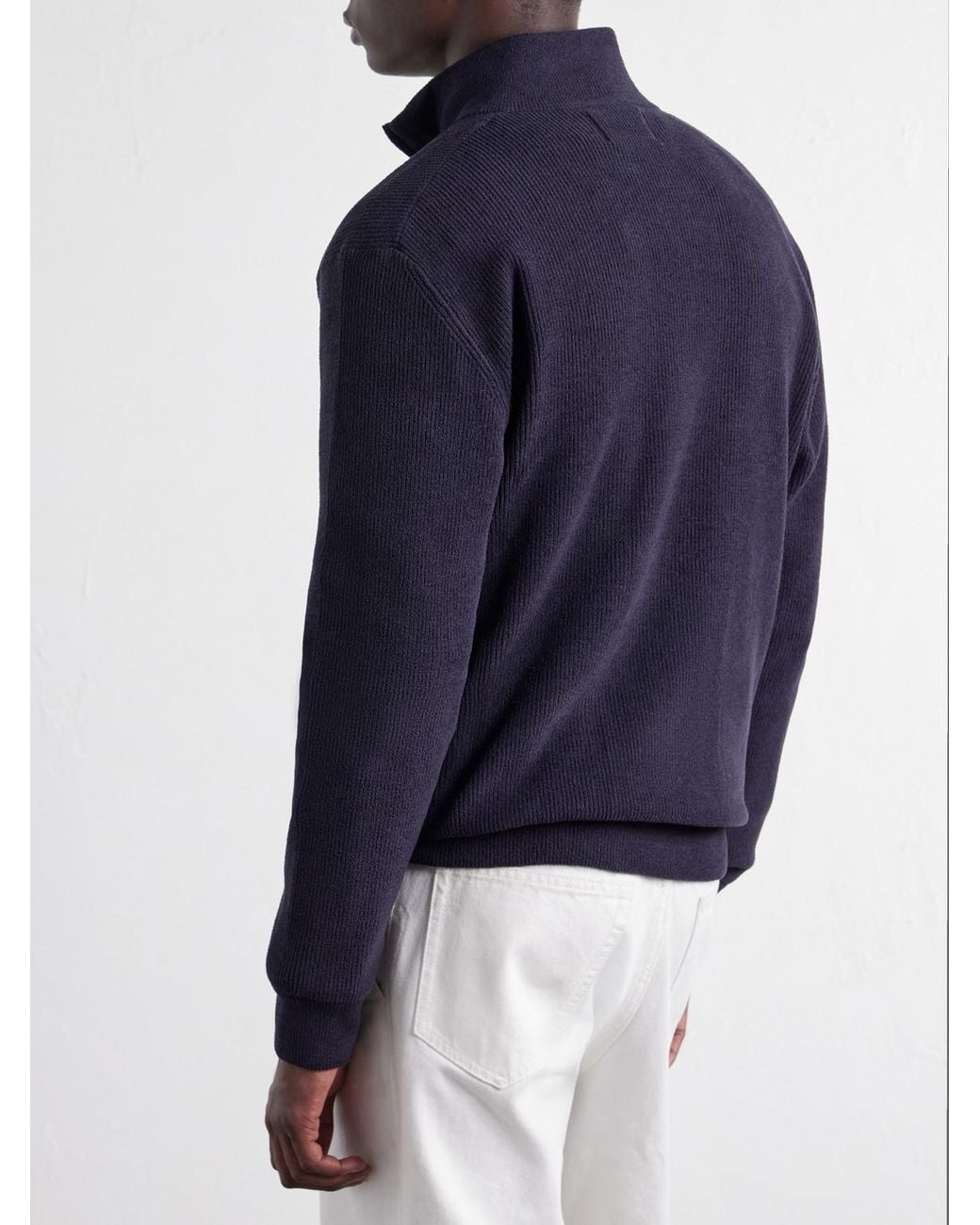 NN07 Blue Danny 6429 Ribbed Chenille Half-Zip Sweater for men