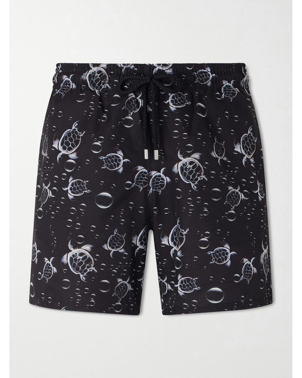Vilebrequin Black Mahina Straight-leg Mid-length Printed Swim Shorts for men