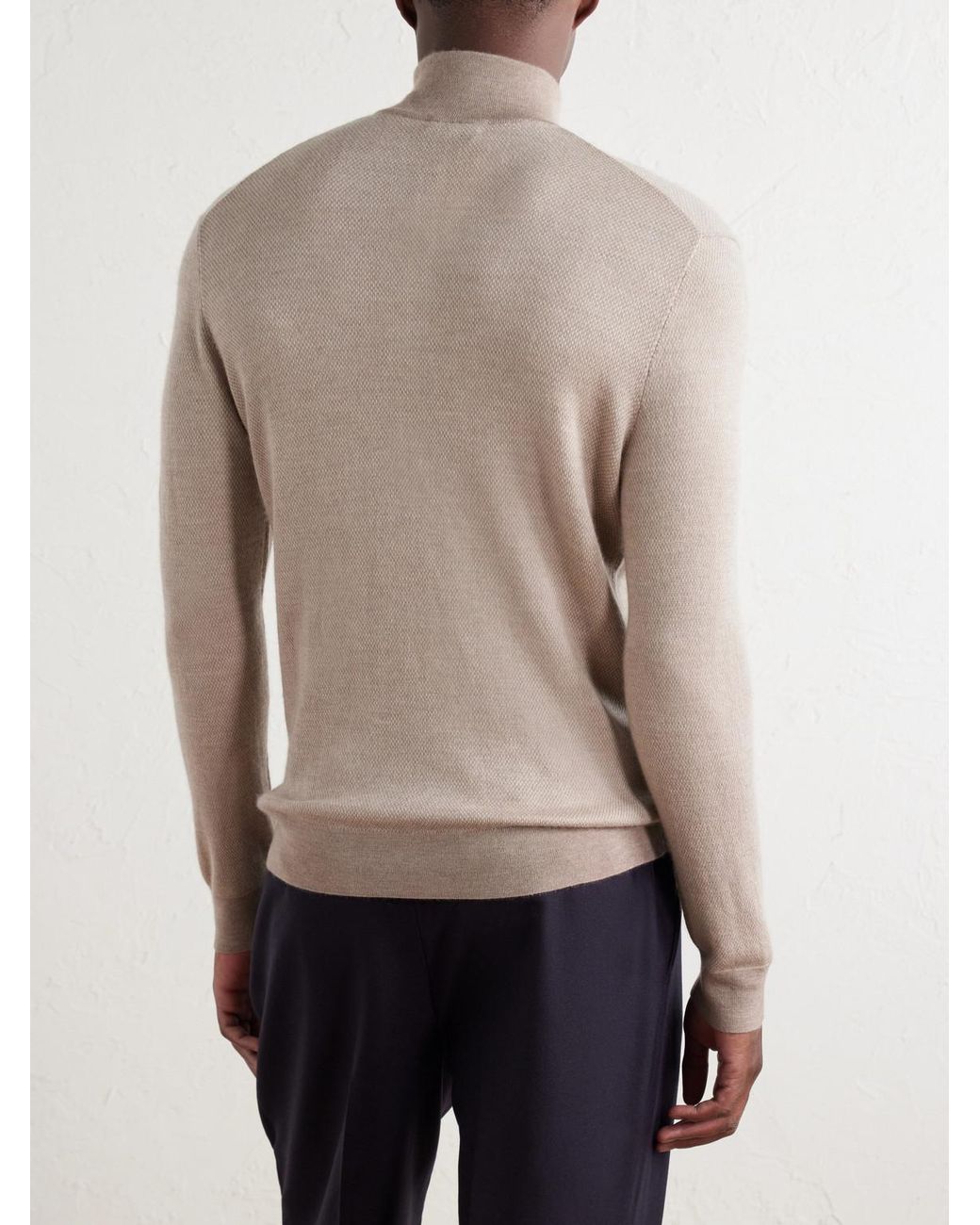 N.Peal Cashmere Natural Regent Cashmere And Silk-Blend Half Zip-Up Sweater for men