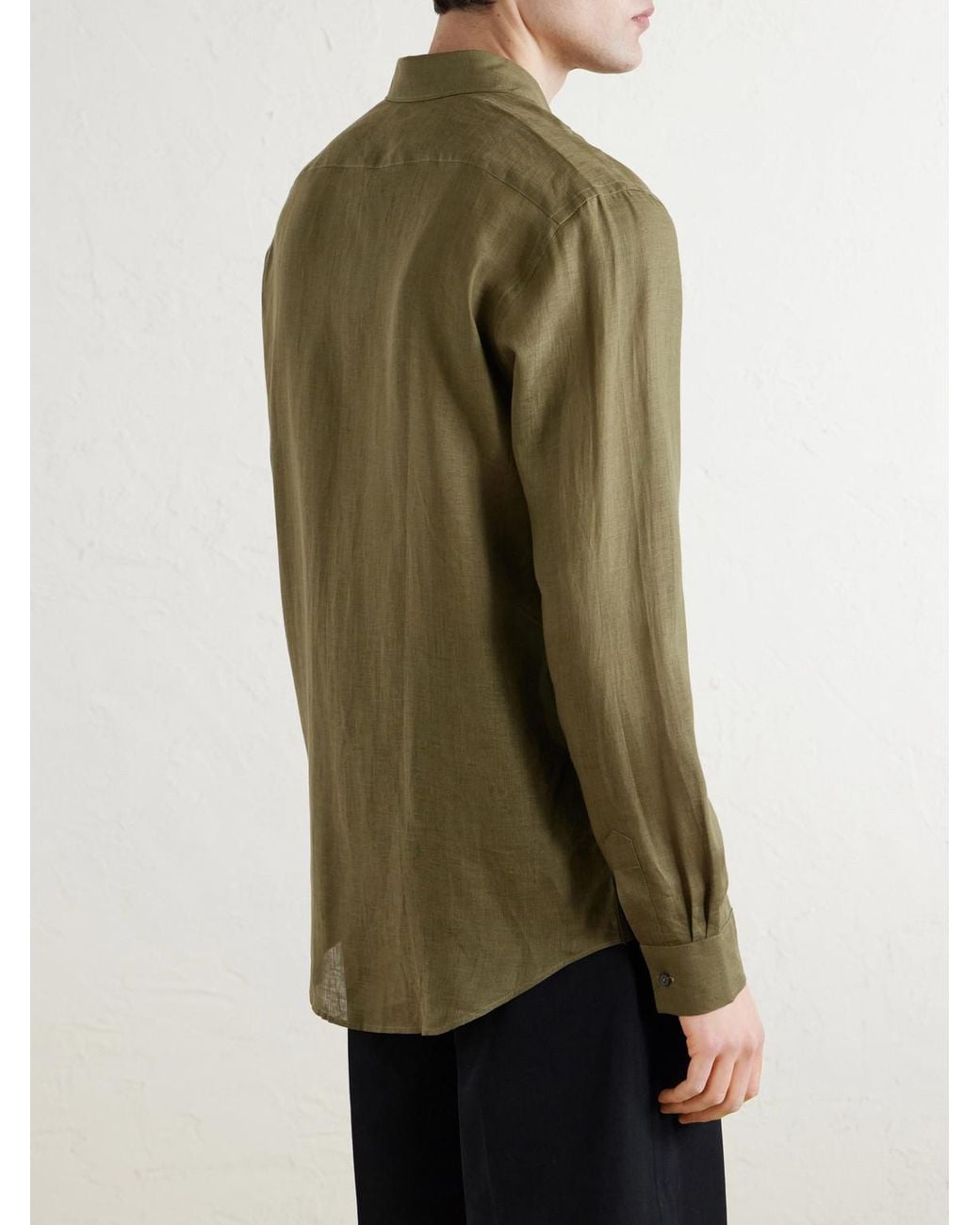 Paul Smith Green Linen-Twill Shirt for men