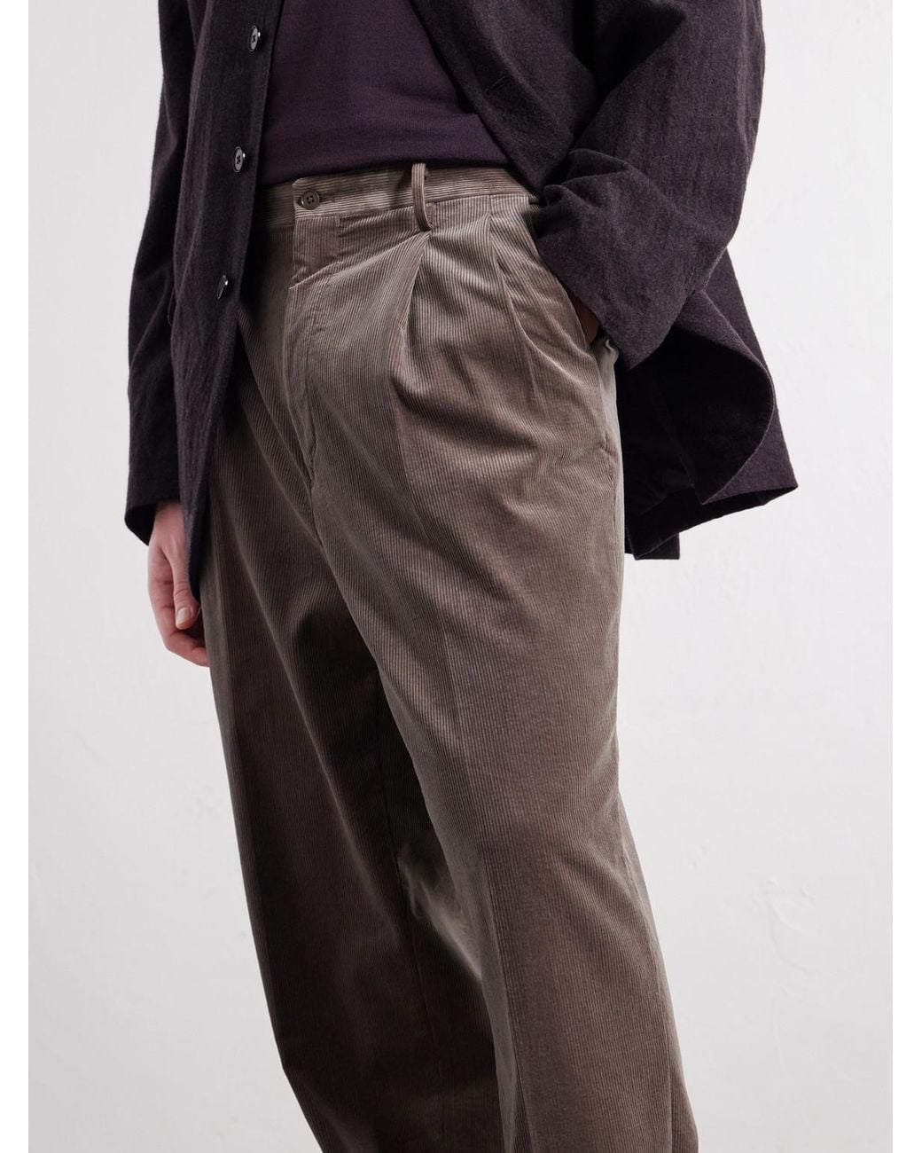 Kaptain Sunshine Brown Straight-Leg Cotton-Corduroy Trousers for men