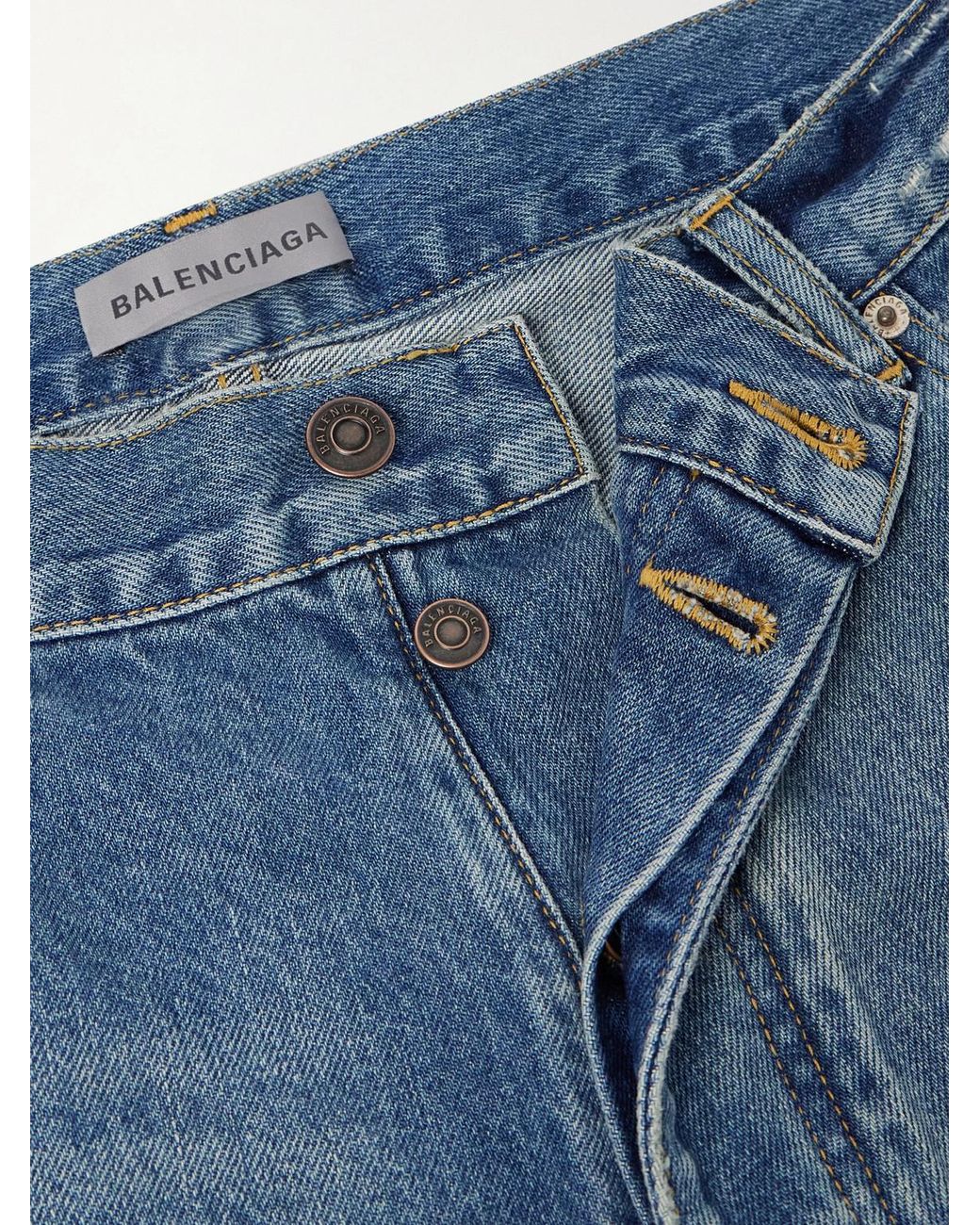 Balenciaga Blue Wide-Leg Distressed Jeans for men
