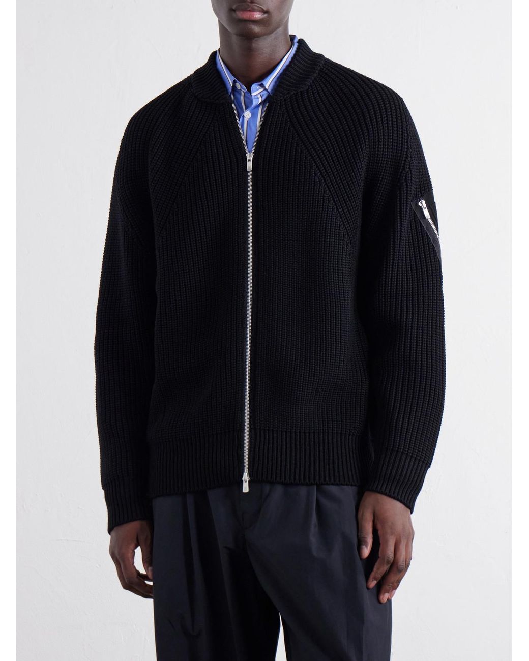 Comme des Garçons Blue Wool Zip-Up Cardigan for men