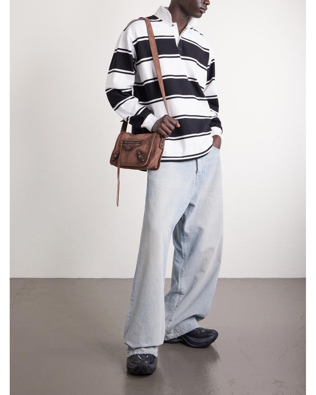 Balenciaga Brown Le City Flap Messenger Leather Bag for men