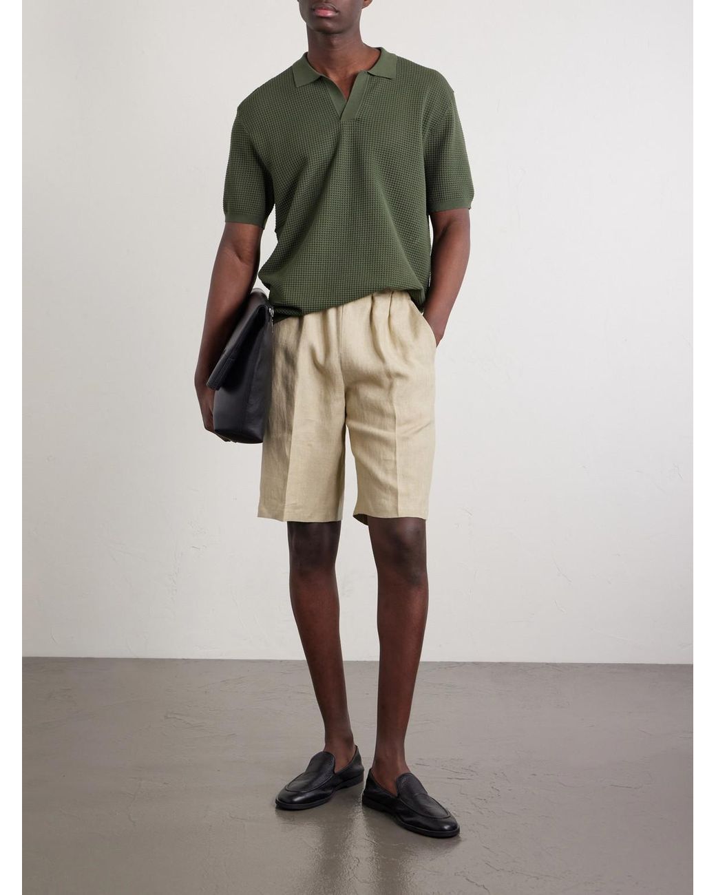 Piacenza 1733 Natural Straight-Leg Linen Bermuda Shorts for men
