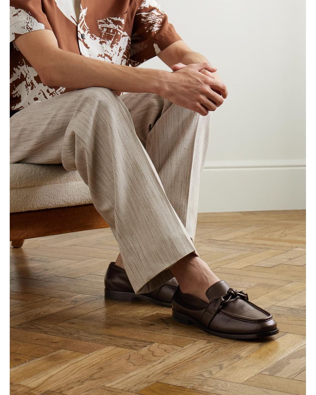 Bottega Veneta Black Astaire Knot-Detailed Leather Loafers for men