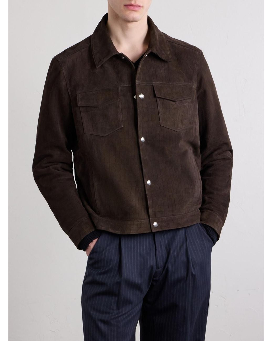 Mr P. Black Croc-effect Suede Jacket for men