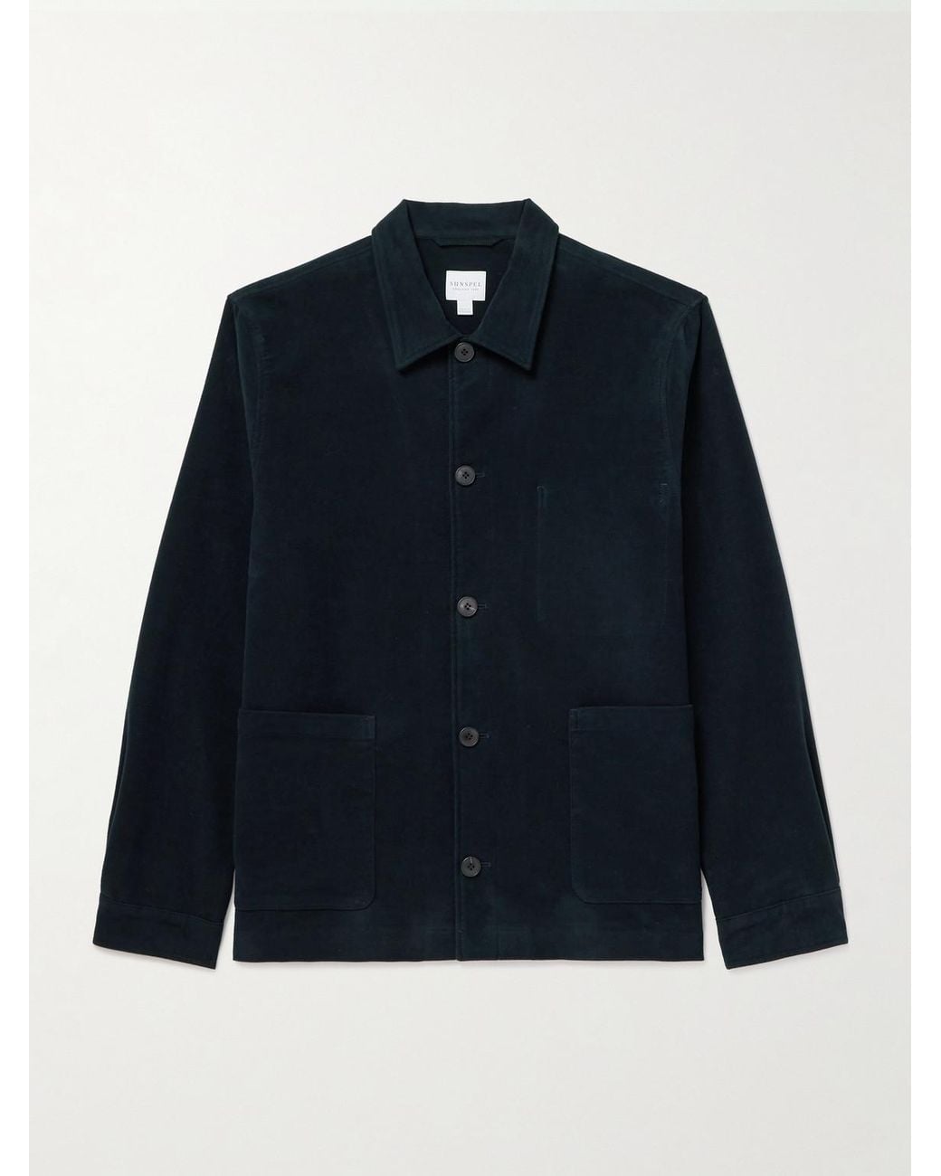 Sunspel Blue Cotton-Blend Moleskin Shirt Jacket for men